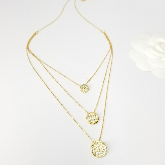 NWT Statement 3 Layered Pave CZ Choker Necklace - Picture 2 of 11